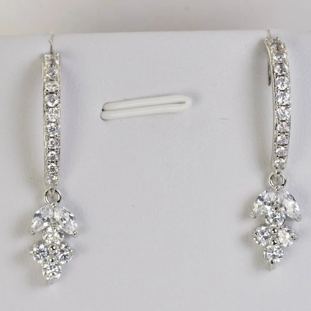 Luxury CZ Trendy Drop Brilliant Marquis Drop Dangle Earrings - Picture 3 of 4